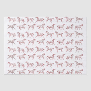 Elegant Vintage Galloping Horses Red White Toile Tissue Paper