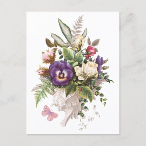 Elegant Vintage Garden Flowers Bouquet Postcard