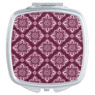 Elegant Vintage Geometric Floral Pattern Compact Mirror