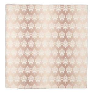 Elegant Vintage Glow Rose Gold Damask Duvet Cover