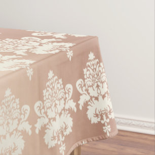Elegant Vintage Glow Rose Gold Damask Tablecloth