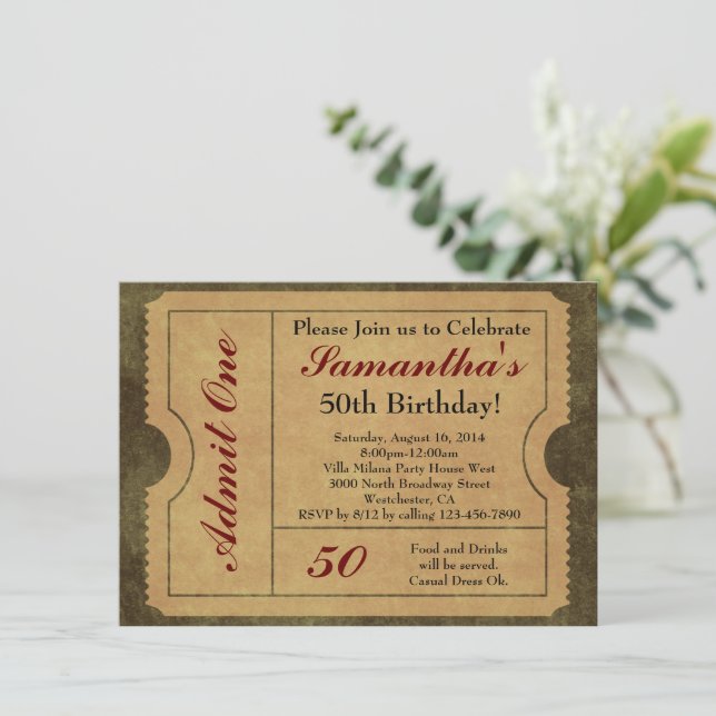 Admit One Ticket Invitation
