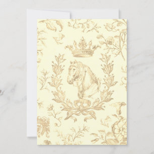 Elegant Vintage Gold Beige Horse Crown Laurel Bow Invitation