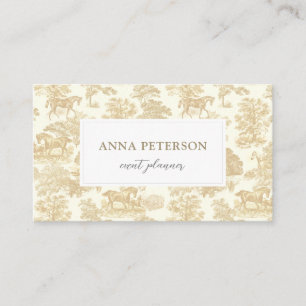 Elegant Vintage Gold Beige Toile Horse Business Card