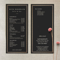 Elegant Vintage Gold Border Black Price List Menu