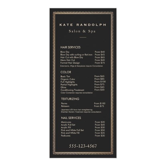 Elegant Vintage Gold Border Black Price List Menu