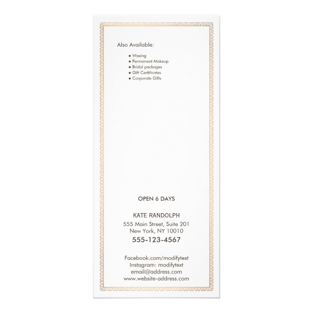 Elegant Vintage Gold Border Price List Menu