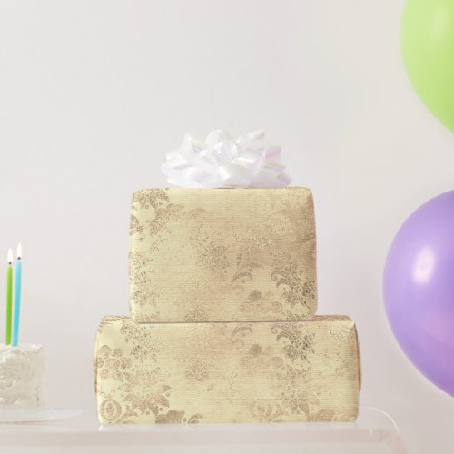 Elegant vintage gold damask pattern wrapping paper