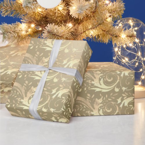 Elegant vintage gold damask pattern wrapping paper