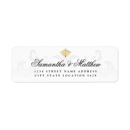 Elegant Vintage Gold Damask Script Wedding Address Label