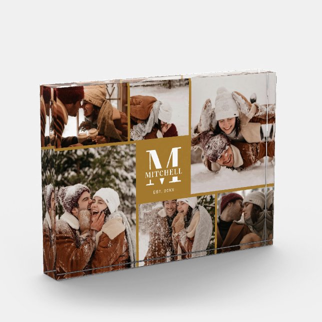 Elegant Vintage Gold Family Photo Collage Keepsake (Left)