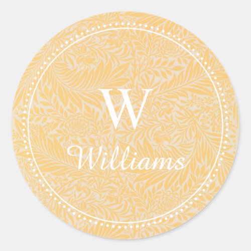 Elegant Vintage Gold Floral Dotted Border Classic Round Sticker