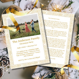 Elegant Vintage Gold Floral Frame Photo Invitation