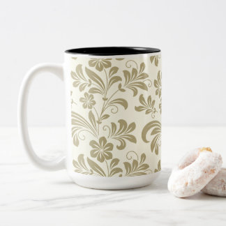 Elegant Vintage Gold Floral Pattern Two-Tone Coffee Mug