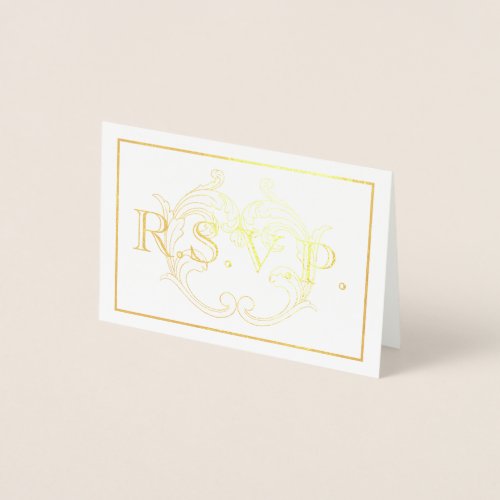 Elegant Vintage Gold Flourish RSVP Foil Card