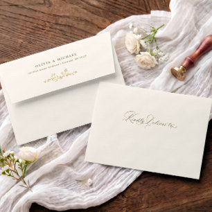 Elegant Vintage Gold Ivory French Floral Wedding Envelope