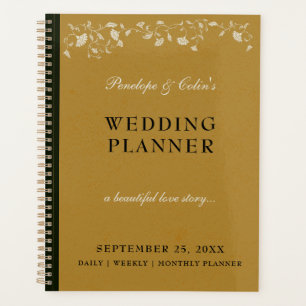 Elegant Vintage Gold Library Book Cover Wedding Planner