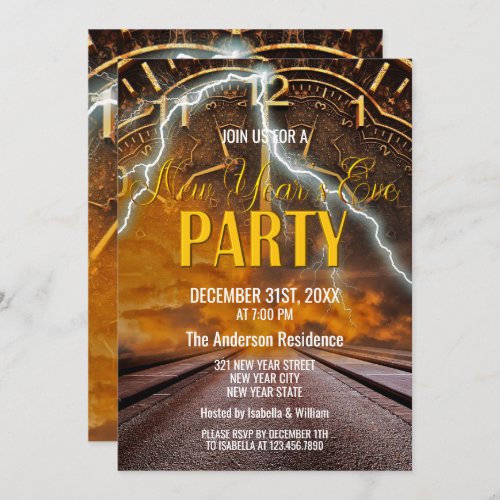 Elegant Vintage Gold New Years Eve Party Invitation