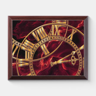 Elegant Vintage Gold Roman Numeral Clock Award Plaque