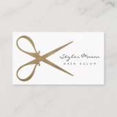 Elegant & Vintage Gold Scissor Logo Hair Salon Business Card (Front)