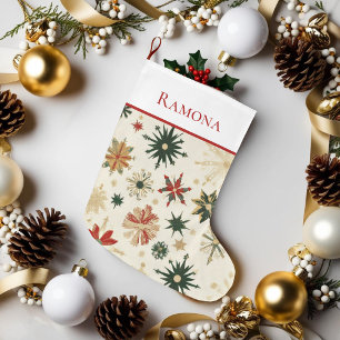 Elegant Vintage Gold Snowflakes Large Christmas Stocking