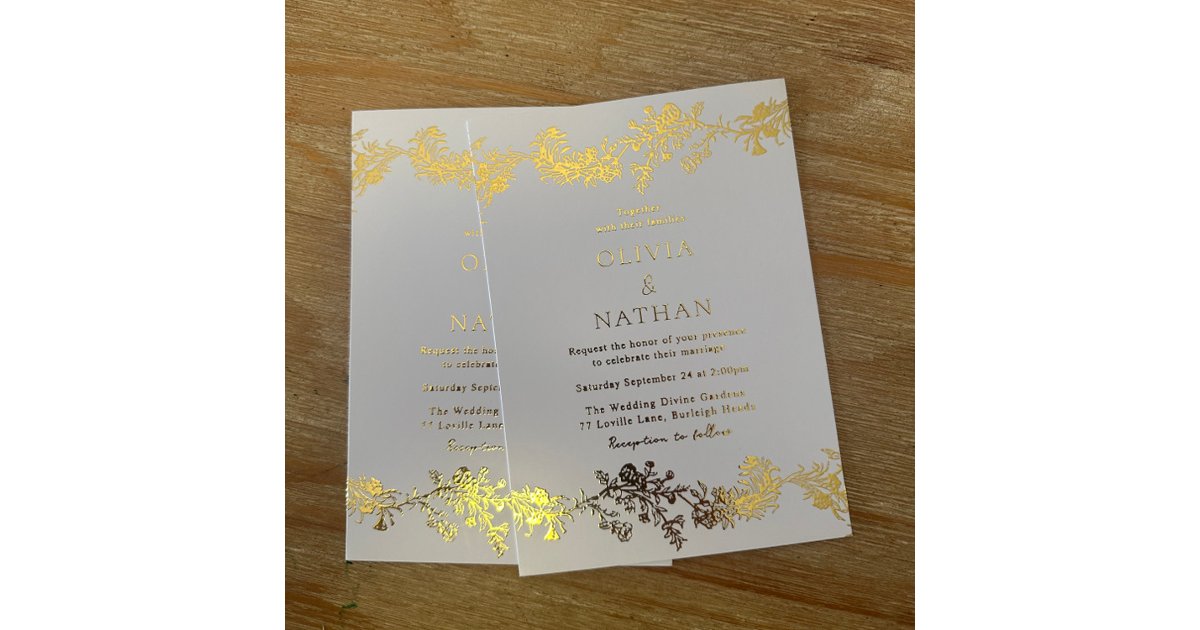 Elegant Vintage Gold & White Floral Wedding Foil Invitation | Zazzle
