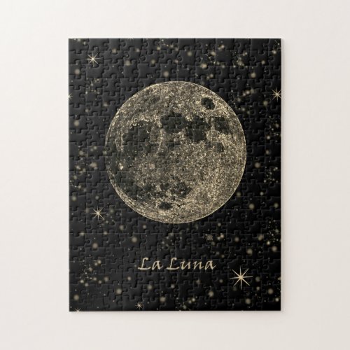 Elegant Vintage Golden La Luna The Moon Jigsaw Puzzle