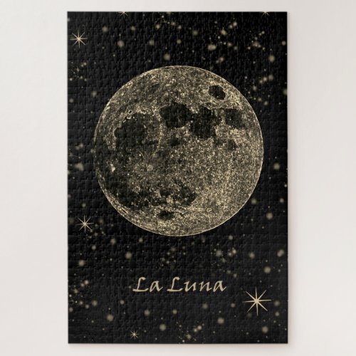 Elegant Vintage Golden La Luna The Moon Jigsaw Puzzle