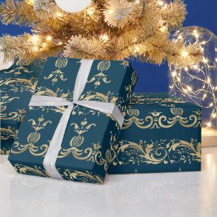 Elegant Vintage Golden Scroll Wrapping Paper