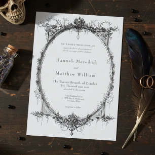 Elegant Vintage Gothic Black Toile Wedding Invitation