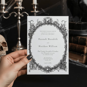 Elegant Vintage Gothic Black Toile Wedding Invitation