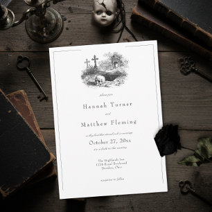 Elegant Vintage Gothic Black Toile Wedding Invitation