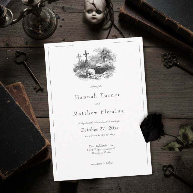 Elegant Vintage Gothic Black Toile Wedding Invitation (Creator Uploaded)