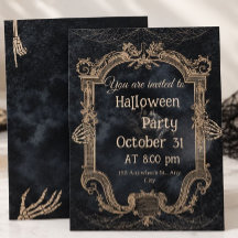 Elegant Vintage Gothic Halloween Party Invitation 