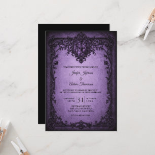 Elegant Vintage Gothic Halloween Wedding Invitation