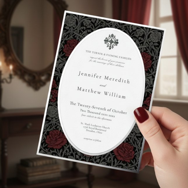Elegant Vintage Gothic Moody Botanical Wedding Foil Invitation (Elegant Vintage Gothic Moody Botanical Wedding Invitation)
