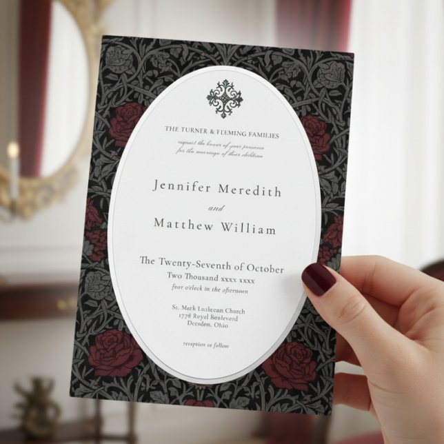 Elegant Vintage Gothic Moody Botanical Wedding Foil Invitation (Elegant Vintage Gothic Moody Botanical Wedding Invitation)