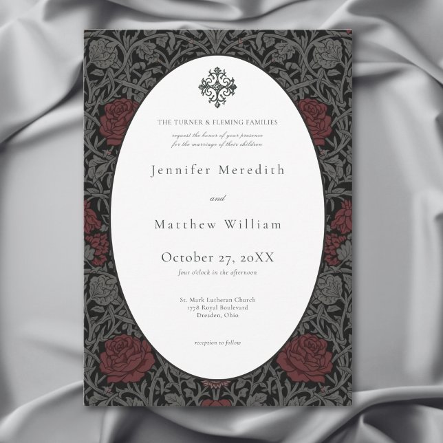 Elegant Vintage Gothic Moody Botanical Wedding Invitation (Creator Uploaded)