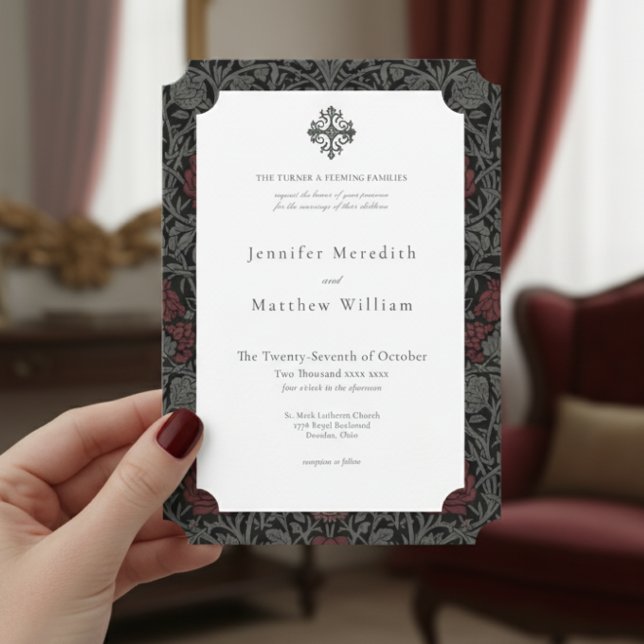 Elegant Vintage Gothic Moody Botanical Wedding Invitation (Elegant Vintage Gothic Moody Botanical Wedding Invitation)