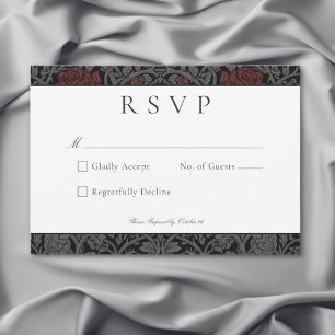 Elegant Vintage Gothic Moody Botanical Wedding RSVP Card