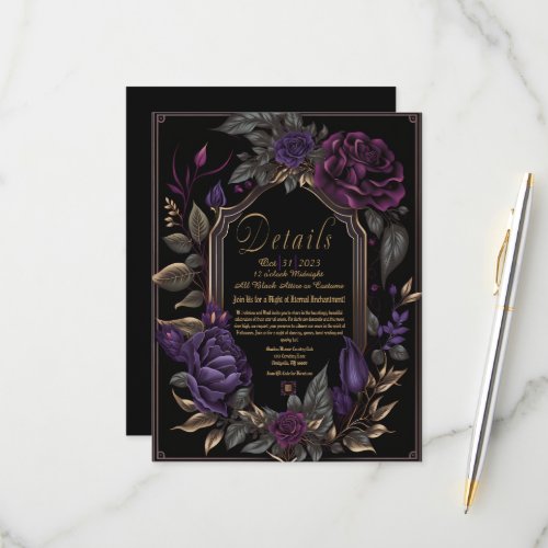Elegant Vintage Gothic Moody Floral Details Card