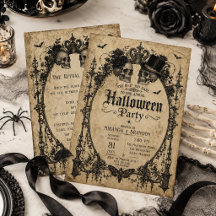 Elegant Vintage Gothic Skull Halloween Party
