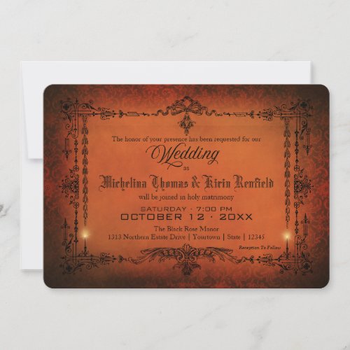 Elegant Vintage Gothic Wedding Invitation