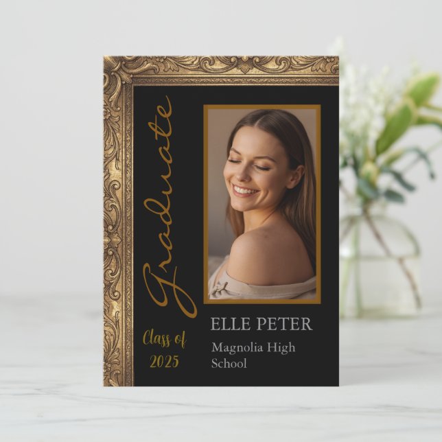 Elegant Vintage Grad Party Invitation (Standing Front)