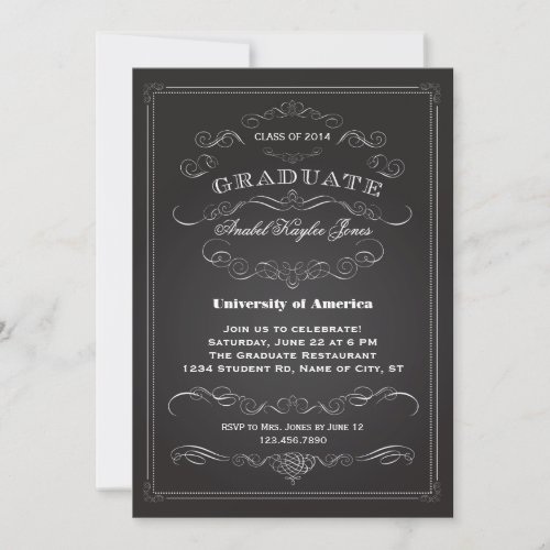 Elegant Vintage Graduation Invitation