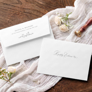 Elegant Vintage Gray French Floral Wedding Envelope