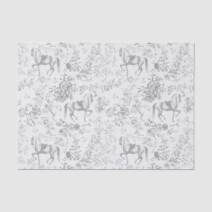 Elegant Vintage Gray Horse Floral Pattern Tissue Paper