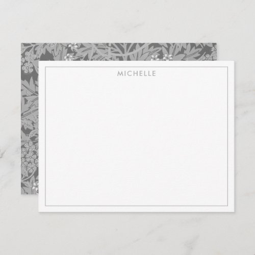 Elegant Vintage Gray Jasmine Floral Botanical Note Card