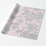 Elegant Vintage Gray Pink Toile Deer Woodland Wrapping Paper<br><div class="desc">Inspired by the classic vintage French toile de jouy linen fabric pattern, with forest animals, deer, fox, trees, wonderful naturalist pattern for the holiday season or any other occasion. The shade of pink is closest to purple and is perfect for weddings, pink Christmas décor and gift wrapping, girl birthdays, baby...</div>