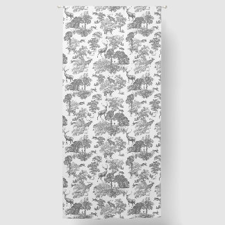 Elegant Vintage Gray White Toile Deer Pattern Blackout Curtains